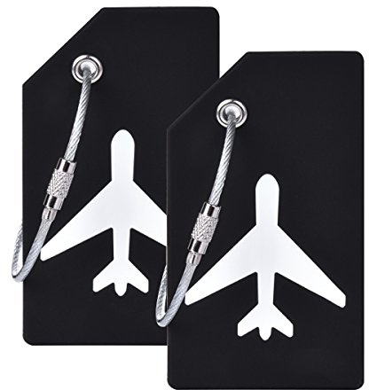 2PCS Silicone Luggage Tag with Name ID Card to Quickly Spot Suitcase Black
