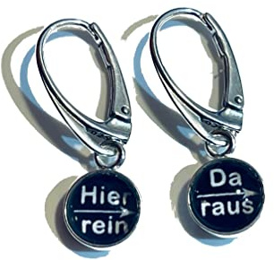 Ohrhänger 925 Sterling Silber Brisuren HIER REIN DA RAUS Cabochon
