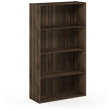 Furinno Regal mit 4 Fächern, holz, Columbia Walnut, 23.88 x 59.94 x 105.92 cm