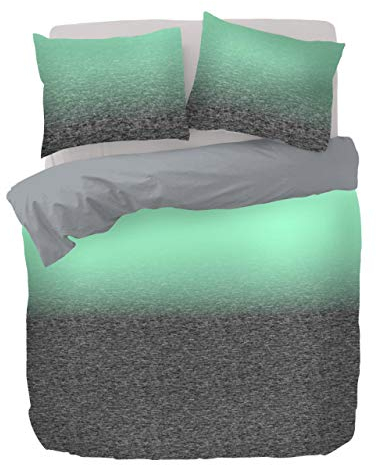 Kayori Satin-Bettwäsche Shima 135x200cm 80x80 Farbe Grau Wendebettwäsche Reine Baumwolle Feuchtigkeitsabsorbierend Reißverschluss