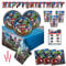 Avengers Birthday Party Supplies Set - Serves 16 - Includes Banner Decoration, Tablecover, Plates, Cups, Napkins, Tattoos and Candles