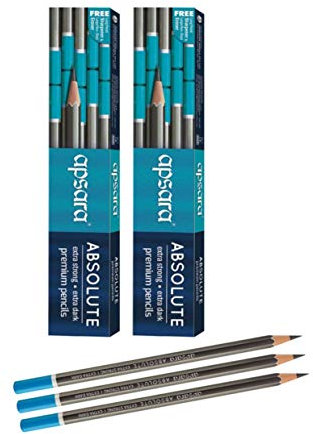 Apsara Absolute Extra Dark & Strong Premium Bleistifte Stifte | 2er Set (20 Bleistifte) mit 2 Radiergummis & 2 Spitzer