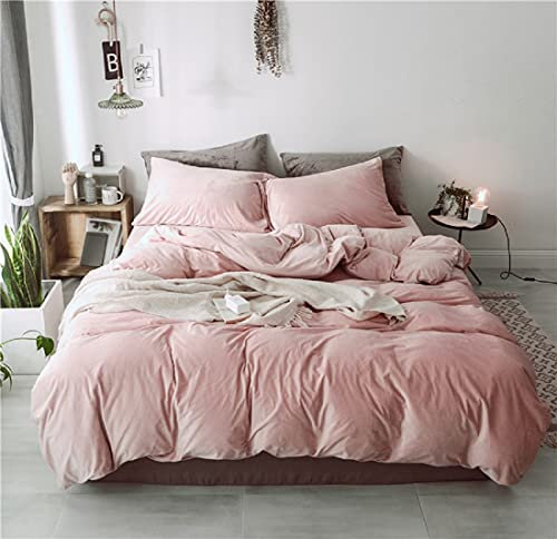 Lanqinglv Rosa Bettwäsche 135x200cm 4 Teilig Mädchen Biber Warme Winter Plüsch 2 Bettbezug Deckenbezug mit Reißverschluss und 2 Kissenbezug 80x80cm