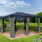 BRAST® Alu Pavillon Premium | viele Modelle & Farben | Größen 3x4m 3,6x4,8m | inkl. Moskitonetz + LED | TÜV geprüft | wasserdicht | UV-Schutz | festes Dach | 3,6x4,8m Grau LED