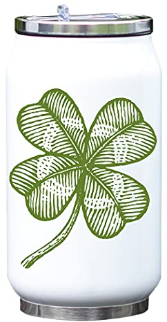 Vintage Lucky Four Leaf Trébol Vacío Termo Botella De Bebidas Termo Blanco