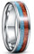 Cloyo Silber Wolfram Ring Herren 6mm Verlobungsring Türkis und Holz Inlay Trauringe Eheringe für Männer Frauen Hoch Polieren Größe 57 (18.1)