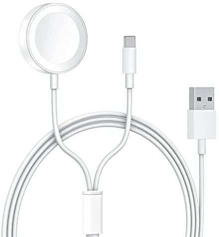 Watch Charger Compatible with Apple Watch SE/7/6/5/4/3/2/1, 2 in 1 Magnetic Charging Cable, for iPhone 13/12/11/Pro/XR/XS/XS Max/X/8/8Plus and iPad Series (3.9ft/1.2M)