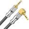EMK Cable Auxiliar de ángulo recto, 90 grados Cable de audio de 3,5 mm macho a macho Cable auxiliar para tabletas, reproductores de MP3 (5M, 3,5 mm TRS ángulo recto Jack, Plateado)