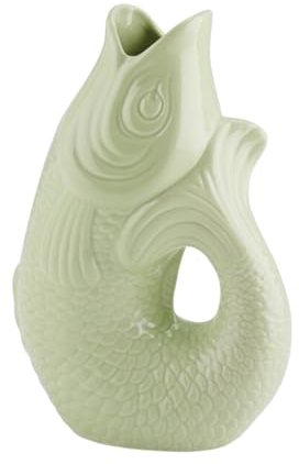 Gift Company Vase Monsieur Carafon S, Dekovase in Fisch-Form, Steingut, Seafoam, 25 cm, 1087403043