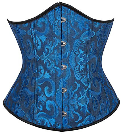 SxyBox Corsetto Donna Burlesque Underbust Corsetti Bustino per Halloween,Carnevale,Cosplay,Blu Scuro,M