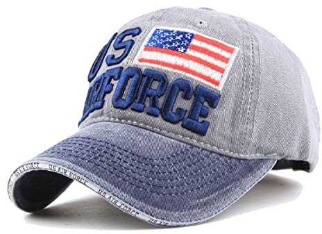 Sporty Baseballcap US Airforce U.S.A. Retro Flugzeug Oldschool Kappe Mütze Cap Schirmmütze Basecap USA verstellbar (grau/Navy)