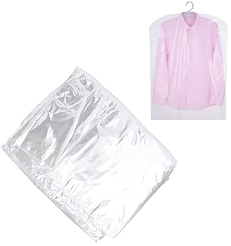 50 Stück Transparent Kleidersack Anzugtaschen, Wasserdicht, 60 * 100cm | Wiederverwendbar Kleiderhüllen, Aufhängen, Kleiderschutz Taschen für Mäntel Hemden Röcke Sakkos Jacken Abendkleid Brautkleid