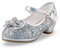 AQIYI Girls Princess Shoes Toddlers Sequin Sweet Bows Sandals Little Girls Party Pumps Sparkle Wedding Dress Shoes（1.5UK/Label Size34,Silver