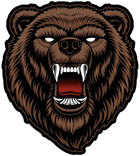 Samunshi Bären Kopf Aufkleber Autoaufkleber für Motorrad Fahrrad Roller oder Auto Sticker Tiere Maskottchen Bär Schwarzbär Braunbär Grizzly (13x15cm Bären Kopf)