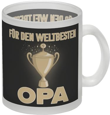 Für den weltbesten Opa Glas Tasse mit Pokal Geschenkidee für den beste Großvater der Welt um die Liebe zu zeigen die man empfindet Glas Tasse Die Tasse ist ein tolles