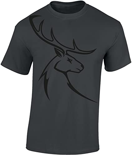 Jäger T-Shirt Männer - Hirschbock - Jagd Tshirt Herren - Geschenk Kleidung Zubehör (Dark Grey M)