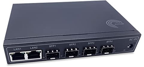 Elfcam® - Gigabit Ethernet Switch avec 4 SFP Ports et 2 Ports Ethernet 10/100/1000Mbps, Plug & Play Non Géré, Métal Robuste (4 Ports SFP)