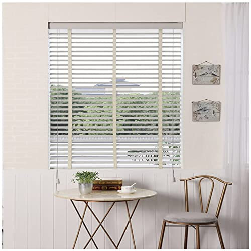 Sonakia White Wooden Blinds 60/70/80/90/100/120cm, Natural Solid Wood Venetian Blinds, Horizontal Blinds for Windows and Doors, Venetian Shades, Blackout/breathable,WxH-90x220cm/35.5 * 86.5in