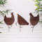 Set of 3 Rustic Rusty Hens/Chickens Metal Art Garden Stakes/Lawn Ornament