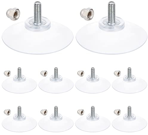 GORGECRAFT 12 Stück Nummernschild-Saugnapf-Haken Klar 52 mm Durchmesser Starke Saugnapfhalter Badezimmer-Küchenregal-Zubehör Mit Eiserner M6-Hutmutter Für Schattentuch-Acrylplatte
