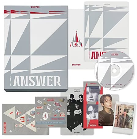 ENHYPEN The 1st Album Repackage - [DIMENSION:ANSWER] (NO Ver.) Book Case+Photo Book+Lyric Book+Holder+CD-R+Photo Stand+Photo Card-A&B+Paper Dice+Sticker+Photo Bookmark
