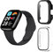 Aerku Funda para Xiaomi Redmi Watch 3 Active, 9H HD Anti-Choque Parachoques Anti-rasguños Protector Duro PC Marco Cristal Templado Protector de Pantalla Funda - Transparente&Negro