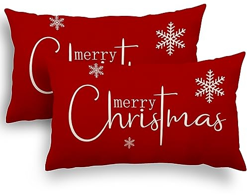 YCOLL Kissenbezug 30x50 2er Set Kissenbezug Weihnachten Kissenbezüge Dekokissen Leinen Kissenhüllen für Deko Weihnachten Sofa Schlafzimmer Couch 30x50 cm