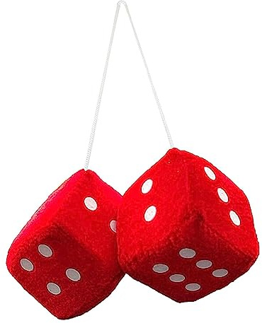 Luckxing Plüschwürfel EIN Paar Aufhängen Fuzzy Plüsch Würfel Mit Punkten 7 cm Fuzzy Dice Hanging Charm Auto Rückspiegel Hanging Zubehör Für Auto Dekoration Für Auto Innen Ornament Dekoration