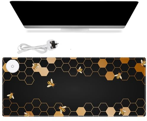 iCasso Heated Mouse Pad, Electric Warm Desk Pad with 3 Heating Levels & 3 Auto Shut-Off Levels for Computer Keyboard, Large Safe Desk Mat Hand Warmer for Home Office (Honeycomb, 35.4 x 15.7)