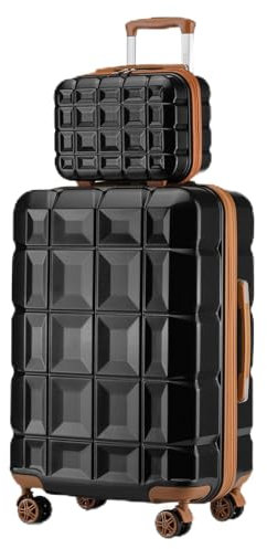 KONO Gepäck-Sets Kofferset 2 Teilig Groß Koffer mit Beautycase (72cm+Kosmetikkoffer, Schwarz/Braun)