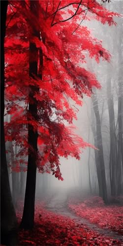Diamond Painting Roter Wald Diamond Painting Erwachsene Groß xxl (30 X 60 cm) 5D Diamond Painting Diamant Painting Bilder DIY Malen Nach Zahlen Erwachsene Cross Stickerei für Wand Deko Aesthetic,J61