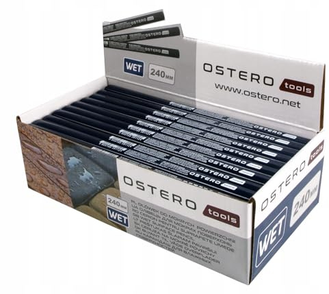 MiG-met - Zimmermannsbleistifte für nasse Oberfläche - Bleistift Baustelle - 100 Stück Set - Flache Bleistifte - Länge 240 mm - Gehäusefarbe: Dunkelblau - Härte WET - Bleistift OLO2112