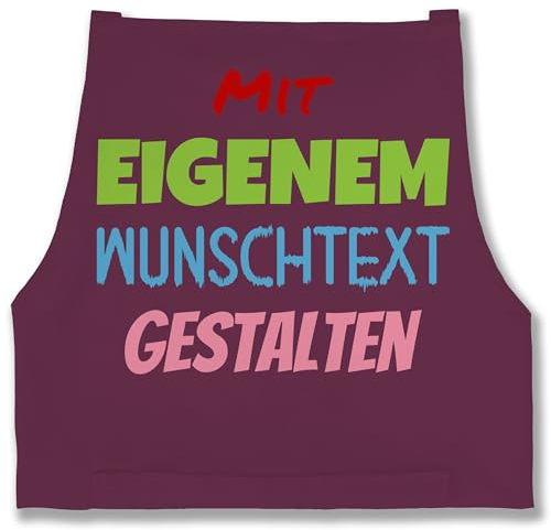 Schürze - Aufdruck selbst gestalten - Wunschtext I Mit eigenem Text personalisiert I Custom Text - 85x69 - Aubergine - kochschürze bedrucken lassen personalisierte persönlichem schürzen