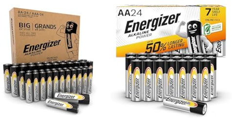 Energizer Alkaline Power AA+AAA Batteries (48 Pack), 48 Combo Pack & AA Batteries, Alkaline Power, 24 Pack, Double A Battery Pack - Amazon Exclusive