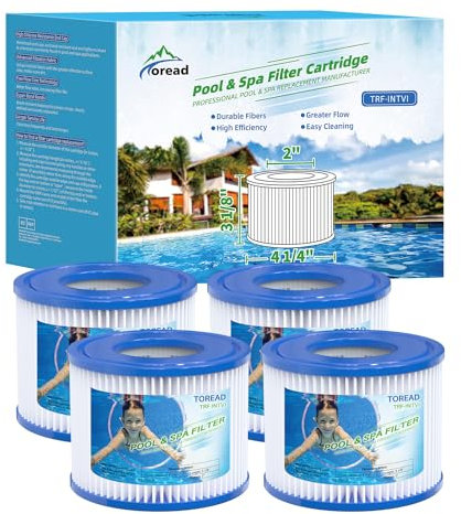 TOREAD Filter VI für Pool, Spa für Pool, Filterkartuschen VI, WhirlpoolMiami Monaco, PoolFilter Ersetzt die Originalkartusche, Spa Zubehör,Coleman SaluSpa 90352E (4er)