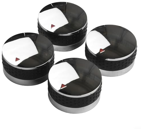 4 x 58 mm Grill-Kontrollknöpfe für den Außenbereich, mit Silikon für Ring, ABS-Kunststoff, Gasherd, Drehknopf (schwarz) (58 mm)