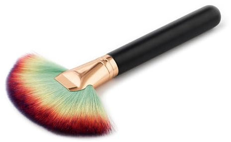 QWUVEDS Grand pinceau de maquillage unique en forme d'éventail en poils de chèvre pour le visage, fond de teint, pinceau de maquillage, outils de maquillage (noir, taille unique)