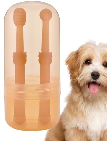 Zahnputzset für Katzen und Hunde, Zungenreiniger für Haustiere,Weiches Silikon-Zahnputzset für Katzen und Hunde - Keine Schäden am Zahnfleisch, Silikon-Katzenzahnbürste und Zungenbürsten-Set
