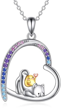 KQF Pferd/Koala/Elefant/Ente/Baum des Lebens/Tänzer/Kolibri/Libelle Ketten Sterling Silber Pferd Anhänger Schmuck Niedliche Tier Abalone Muscheln/Mondstein Ketten Geschenke für Damen Mädchen