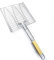 Bayli 27,5 x 27,5 cm Fischbräter | Fischgriller für Grill mit Holzgriff | Fischkorb für 3 Fische | Fischhalter mit Klammer | Fisch-Grillzange für Gemüse, Garnelen | Faltbare Fischzange | Grillzubehör