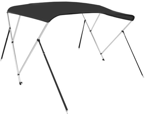 vidaXL Toldo Bimini de 3 Arcos, Capota Impermeable para Barco con Paredes Laterales, Cubierta para Barca, Protección contra Granizo Lluvia UV, Negro