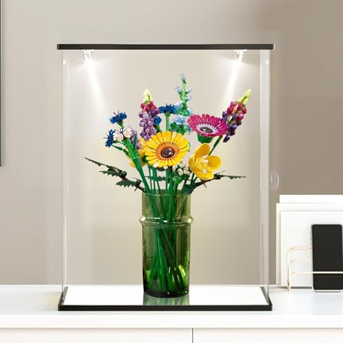 Acrylic Display Case for Lego 10313 Flower Bouquet, Building Block Model Storage Transparent Dustproof Display Box - 50x30x30cm - Display Box Only - Gift Idea - Customizable (cold light)