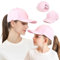 Yaopelky 2 x Mama- und Mini-Hüte für Pferdeschwanz, Baseballkappen, Eltern-Kind-Mütze, passender Hut, hoher unordentlicher Dutt, Ponycap, Trucker, Pink, Einheitsgröße