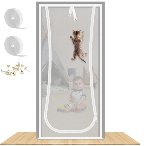 MYPIN Porta Zanzariera per Gatti, 97X212 cm con Cerniera per Soggiorno, Camera da Letto, Cucina, Terrazza