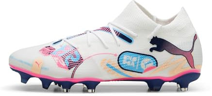 PUMA Scarpe da Calcio Future 7 Match Fg/AG da Uomo, Bianco Blu Rosa, 44 EU