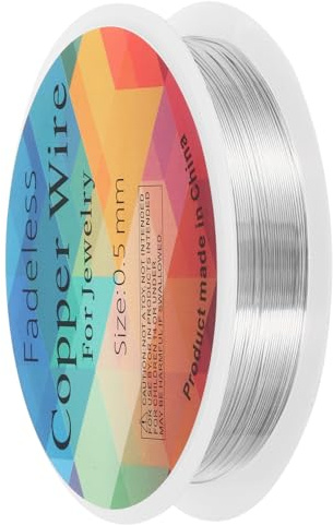 QUARKZMAN Kupferdraht Silber 0,5 mm / 24 Gauge 1 Rolle | für die Schmuckherstellung handwerklicher anlaufgeschützter Perlen-Draht für Schmuckherstellung DIY