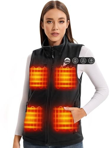 ARRIS Heated Vest for Women, Electric Heating Warm Gilet Slim Fit Size Adjustable for Outdoor Camping Hiking Golf Black (Include 7.4V Battery)