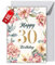 WBdesignz Geburtstag Karte mit Umschlag - Elegante Geburtstagskarte 30 Jahre “Happy Birthday Flower Gold 30ter Geburtstag (XXL DIN A4)