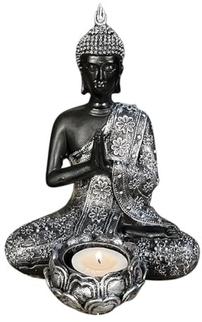 Buddha Candle Holder, Retro Resin Statue, Elegant Tea Light Holder, Decorative Skulptur, Elegant Tea Light Holder, Decorative Skulptur für Meditation, Yoga Room, Living Room