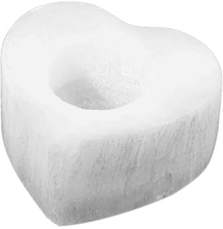 NKlaus Selenit Herz Kerzenhalter 8,5x8,5x4,5cm – Herzförmiger Selenit Kerzenhalter, handgefertigt für Teelichter und Meditation, natürliche Deko für spirituelle Räume 16329